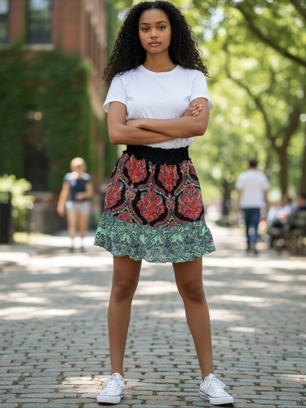 Angie Bohemian Print Ruffle Hem Skirt